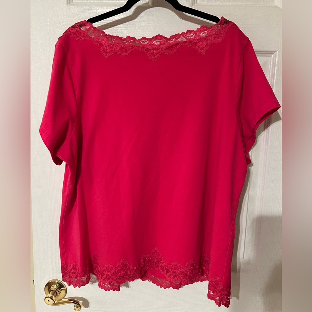 Coldwater Creek Deep Pink Lace-Edged Women's Top